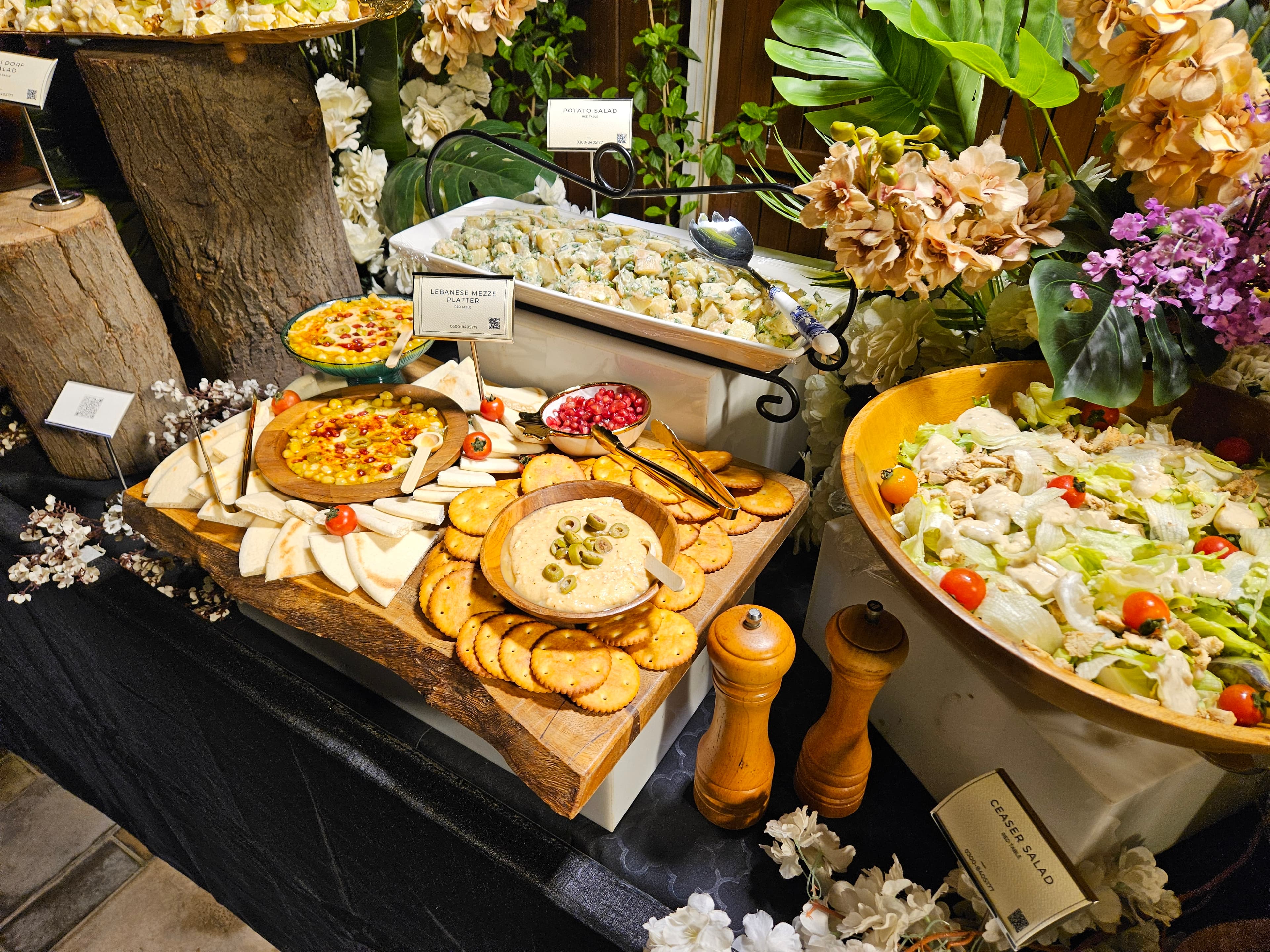 Premium salad bar and artisanal cheese board